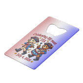 USA 250ste Jubileum Souvenir - Patriottisch Creditkaart Flessenopener (Voorkant Gekanteld)