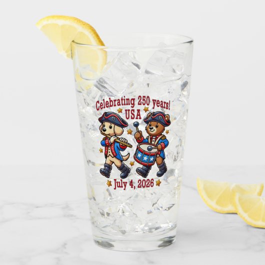 USA 250ste Jubileum Souvenir - Patriottisch Glas (Voorkant ijs)