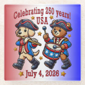 USA 250ste Jubileum Souvenir - Patriottisch Glazen Onderzetter (Voorkant)
