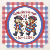 USA 250ste Jubileum Souvenir - Patriottisch Kartonnen Onderzetters (Voorkant)