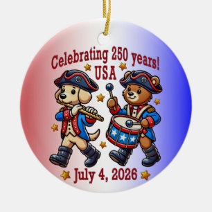 USA 250ste Jubileum Souvenir - Patriottisch Keramisch Ornament