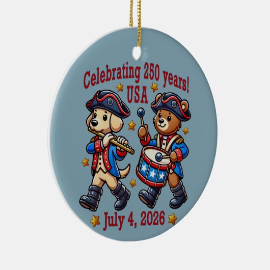USA 250ste Jubileum Souvenir - Patriottisch Keramisch Ornament (Rechts)