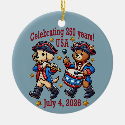 USA 250ste Jubileum Souvenir - Patriottisch Keramisch Ornament (Voorkant)