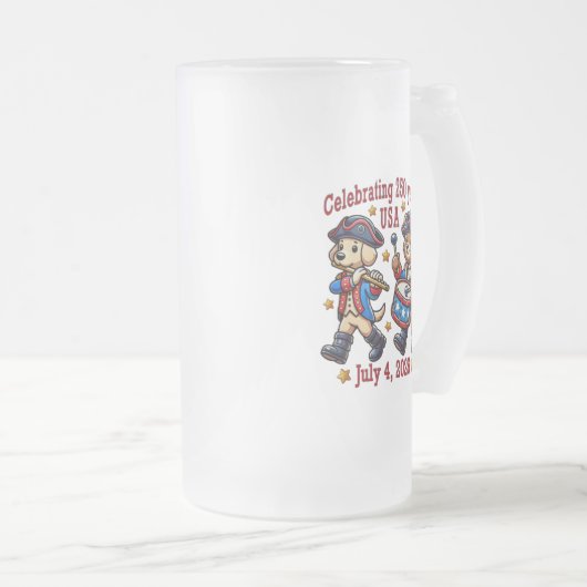 USA 250ste Jubileum Souvenir - Patriottisch Matglas Bierpul (Voorkant rechts)