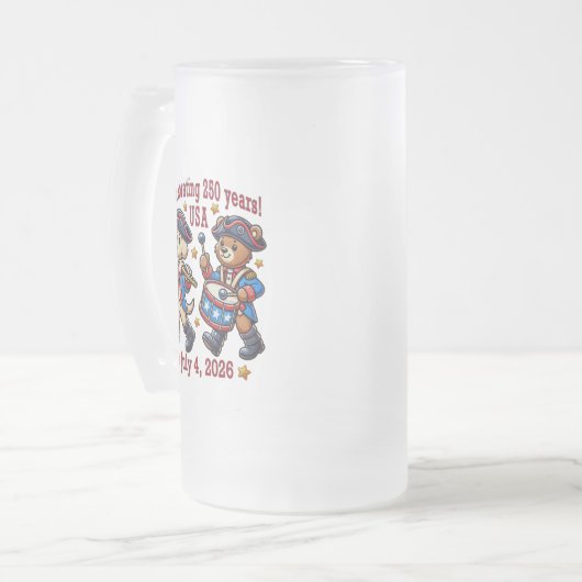 USA 250ste Jubileum Souvenir - Patriottisch Matglas Bierpul (Voorkant links)