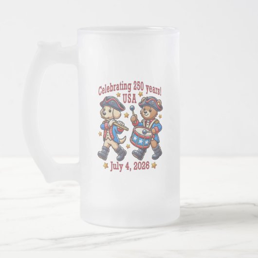USA 250ste Jubileum Souvenir - Patriottisch Matglas Bierpul (Links)