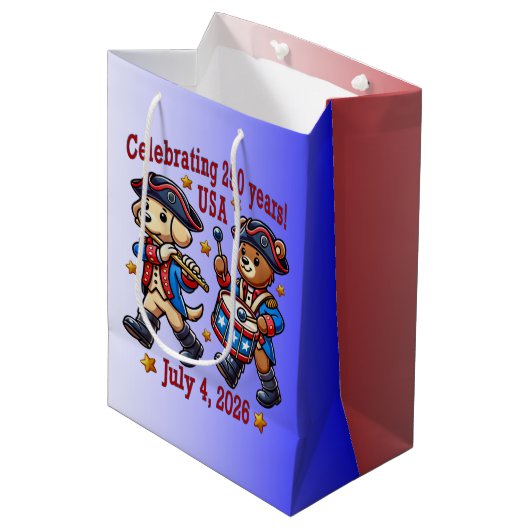 USA 250ste Jubileum Souvenir - Patriottisch Medium Cadeauzakje (Voorkant Gekanteld)