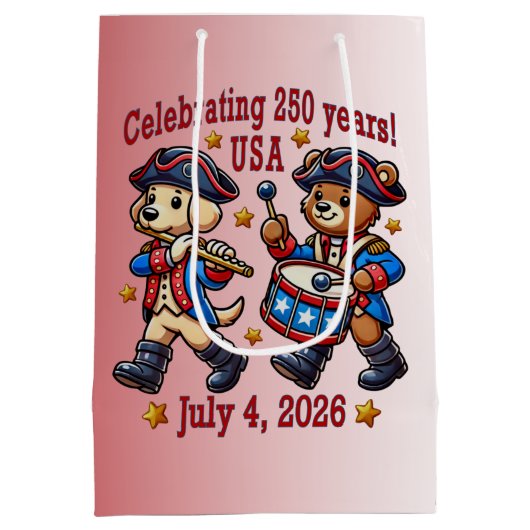 USA 250ste Jubileum Souvenir - Patriottisch Medium Cadeauzakje (Achterkant)