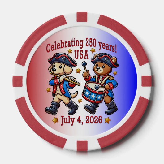 USA 250ste Jubileum Souvenir - Patriottisch Poker Chips (Voorkant)