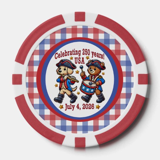 USA 250ste Jubileum Souvenir - Patriottisch Poker Chips (Voorkant)