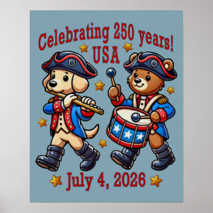USA 250ste Jubileum Souvenir - Patriottisch Poster