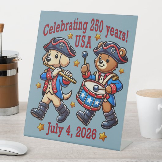 USA 250ste Jubileum Souvenir - Patriottisch Reclamebord Met Voetstuk (Insitu)