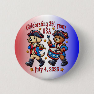 USA 250ste Jubileum Souvenir - Patriottisch Ronde Button 5,7 Cm