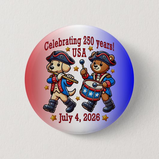 USA 250ste Jubileum Souvenir - Patriottisch Ronde Button 5,7 Cm (Voorkant)