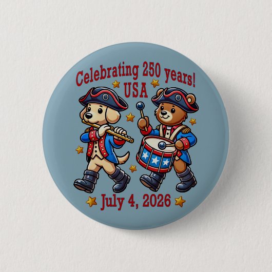 USA 250ste Jubileum Souvenir - Patriottisch Ronde Button 5,7 Cm (Voorkant)