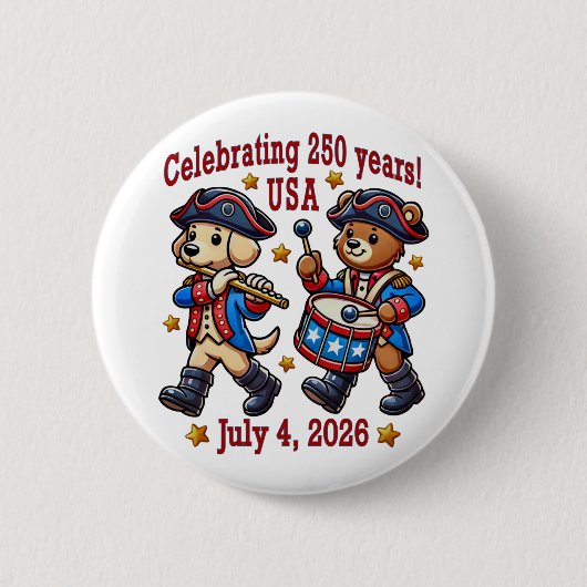 USA 250ste Jubileum Souvenir - Patriottisch Ronde Button 5,7 Cm (Voorkant)