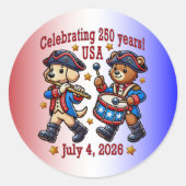 USA 250ste Jubileum Souvenir - Patriottisch Ronde Sticker (Voorkant)