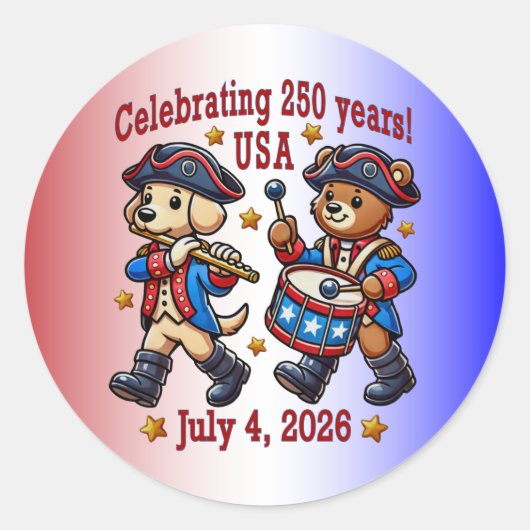 USA 250ste Jubileum Souvenir - Patriottisch Ronde Sticker (Voorkant)