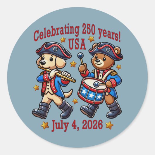USA 250ste Jubileum Souvenir - Patriottisch Ronde Sticker (Voorkant)