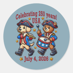 USA 250ste Jubileum Souvenir - Patriottisch Ronde Sticker