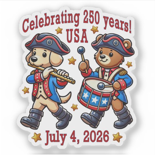 USA 250ste Jubileum Souvenir - Patriottisch Sticker (Voorkant)