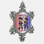 USA 250ste Jubileum Souvenir - Patriottisch Tin Sneeuwvlok Ornament (Links)