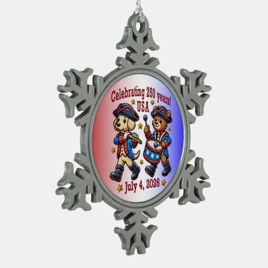 USA 250ste Jubileum Souvenir - Patriottisch Tin Sneeuwvlok Ornament (Links)