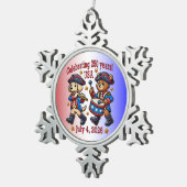 USA 250ste Jubileum Souvenir - Patriottisch Tin Sneeuwvlok Ornament (Rechts)