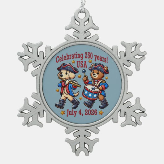 USA 250ste Jubileum Souvenir - Patriottisch Tin Sneeuwvlok Ornament (Voorkant)