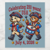 USA 250ste Jubileum Souvenir - Patriottisch Wijn Etiket (Enkel label)