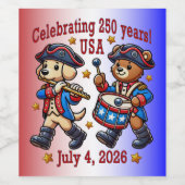 USA 250ste Jubileum Souvenir - Patriottisch Wijn Etiket (Enkel label)