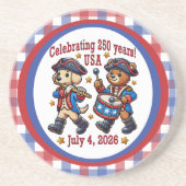 USA 250ste Jubileum Souvenir - Patriottisch Zandsteen Onderzetter (Voorkant)