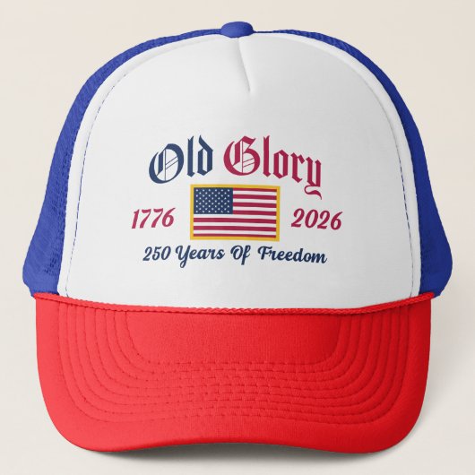 USA 250ste verjaardag "Old Glory" Hoed Trucker Pet (Voorkant)