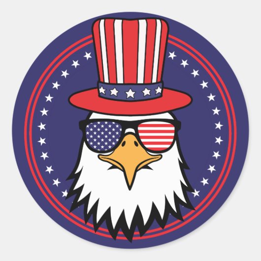 USA 250th 4th of July Patriotic Eagle Ronde Sticker (Voorkant)