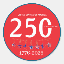 USA 250th Anniversary 1776-2026 Patriotic  Ronde Sticker