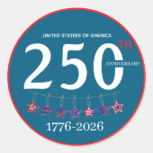 USA 250th Anniversary 1776-2026 Patriotic  Ronde Sticker (Voorkant)