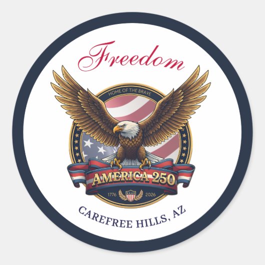 USA 250th Anniversary Event Ronde Sticker (Voorkant)
