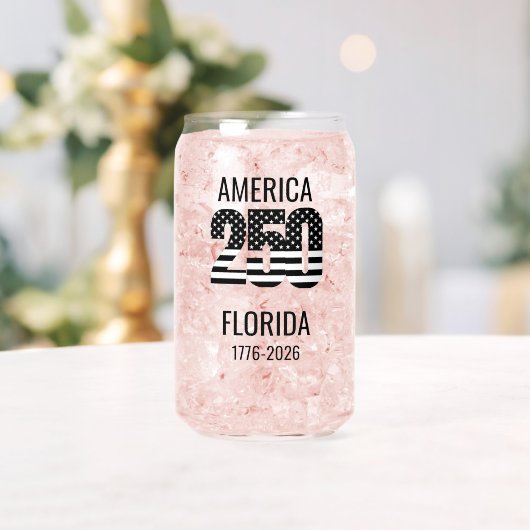 USA 250th Anniversary Florida Stars Stripes Beach Blikvorm Glas (Insitu (Huwelijk))