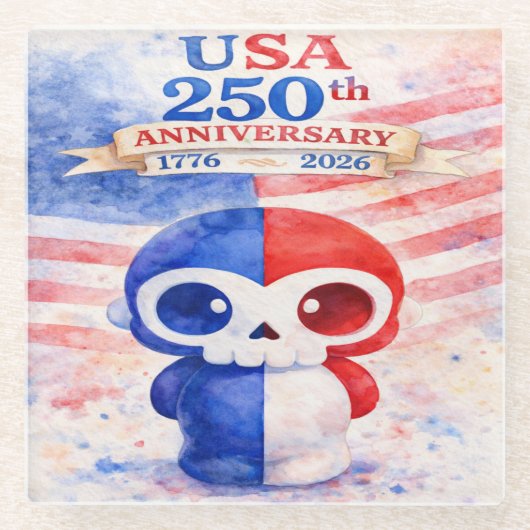 USA 250th Anniversary Glazen Onderzetter (Voorkant)