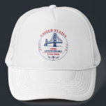 USA 250th Anniversary Golden Gate red blue Trucker Pet<br><div class="desc">Celebrate 250 years of American independence with this striking commemorative hat honoring the historic milestone of 1776–2026. Designed to be both a comfortable clothing and a meaningful decorative piece, this hat captures the pride, heritage, and enduring spirit of the United States. At the center is a beautifully crafted illustration inspired...</div>