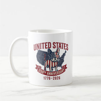 USA 250th Anniversary  Patriotic Dog American Flag Koffiemok