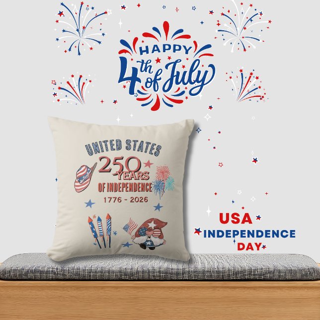 USA 250th Anniversary Patriotic Gnome Throw Pillow Kussen (USA 250th Anniversary Patriotic Gnome Throw Pillow)