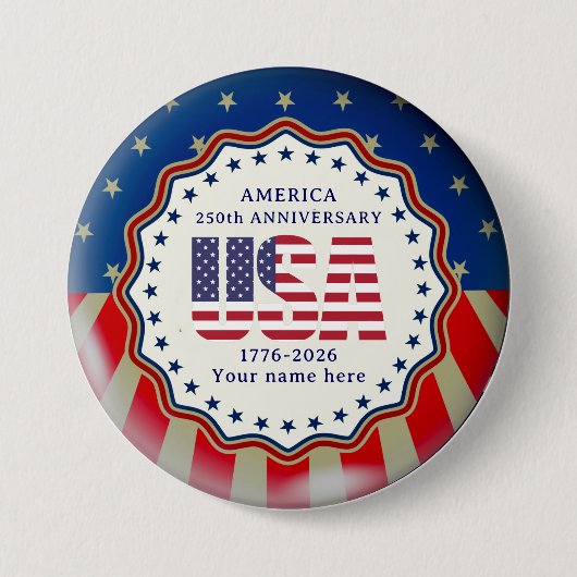 USA 250th Anniversary Semiquincentennial 1776–2026 Ronde Button 7,6 Cm (Voorkant)
