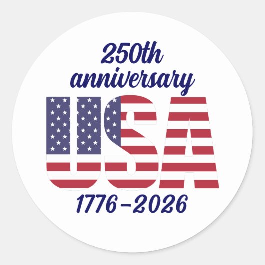 USA 250th Anniversary Semiquincentennial 1776–2026 Ronde Sticker (Voorkant)