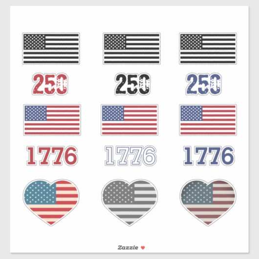 USA 250yr Birthday Sticker Pack (Vel)