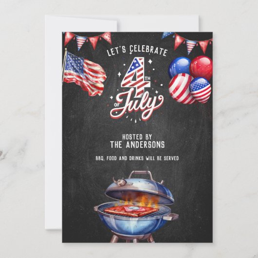 USA 4 juli BBQ eten en Drinken Party Kaart (Voorkant)