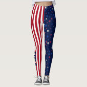 USA 4 juli Patriottische Stars Stripes Amerikaanse Leggings (Voorkant)
