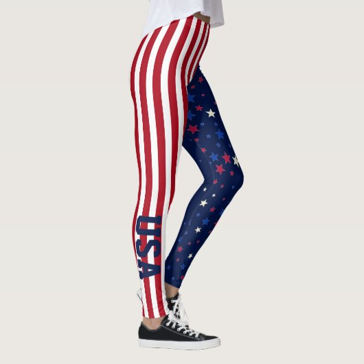 USA 4 juli Patriottische Stars Stripes Amerikaanse Leggings (Rechts)