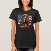 USA 4 van juli bloedhond op Patriottische Amerikaa T-shirt (Voorkant)