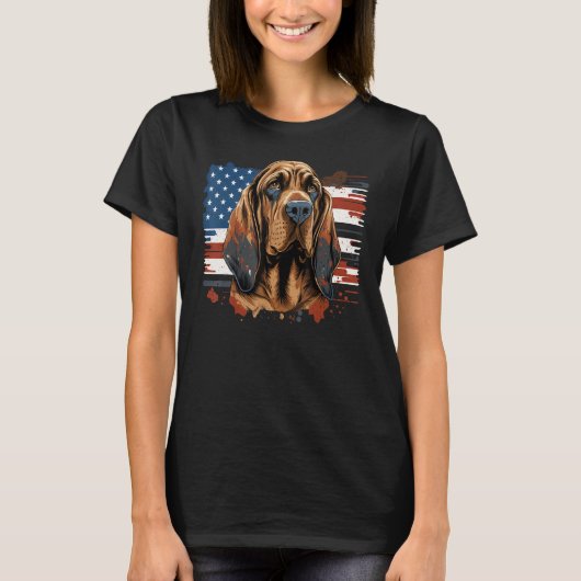 USA 4 van juli bloedhond op Patriottische Amerikaa T-shirt (Voorkant)